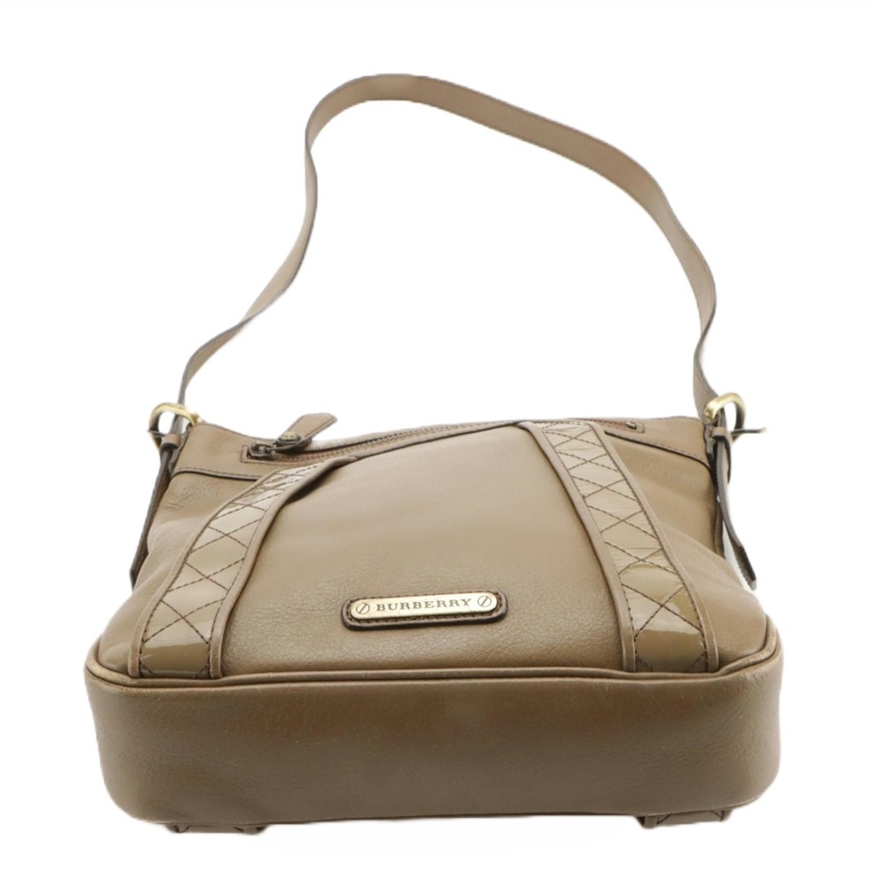 VTG BURBERRY DARK TAUPE BROWN LEATHER CROSSBODY OR SHOULDER BAG - Picture 4 of 14